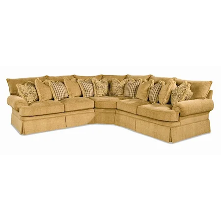 Sectional Sofa with Low Profile Rolled Arms